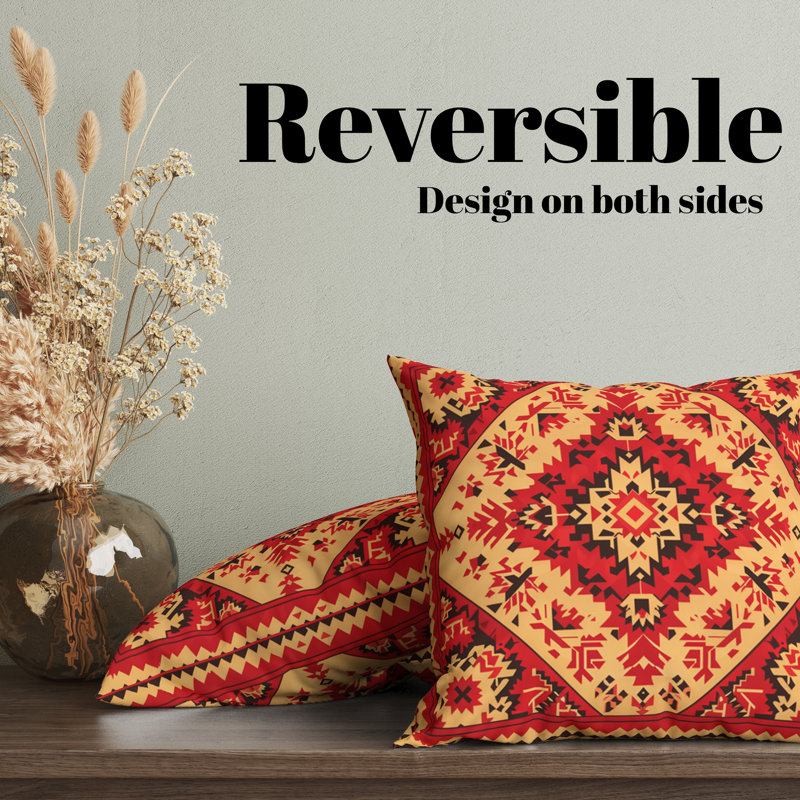 Eastern Elegance Geometric Reversible Pillow Cover, 18"H x 18"W