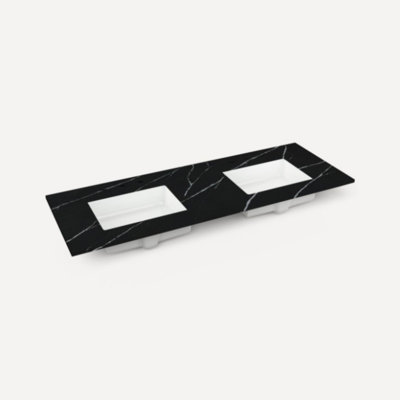 Comptoir de meuble-lavabo sous comptoir en pierre de quartz, 60 po x 23 po, trois trous