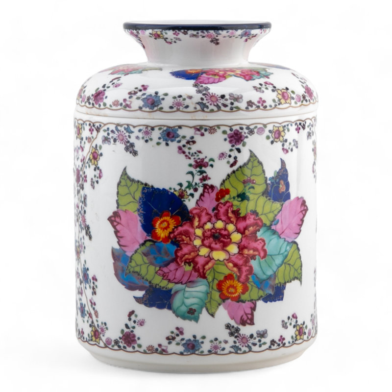 Boîte à mouchoirs en porcelaine rose / blanc / vert