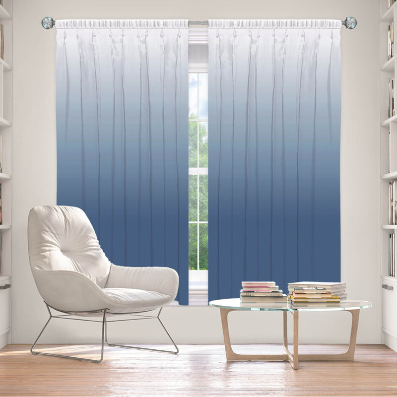 Vandela Room Darkening Curtain Pair, 20" W x 82" L, Navy/Blue/Gray/White