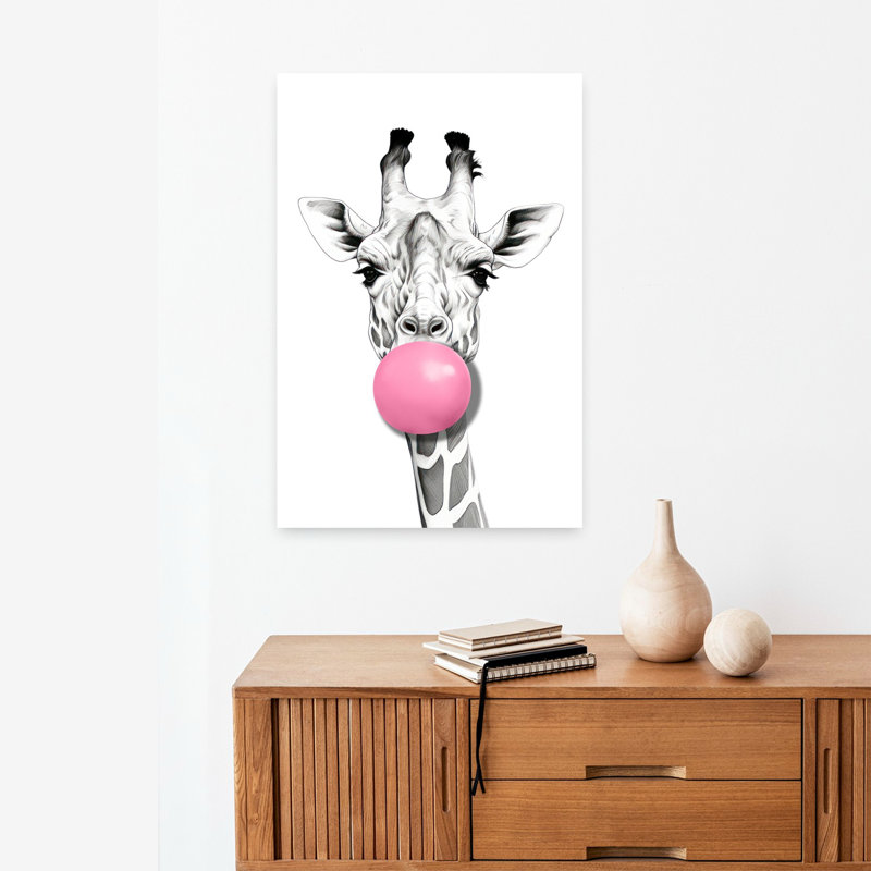 Art contemporain, art girafe contemporain, H 24 po x l 16 po