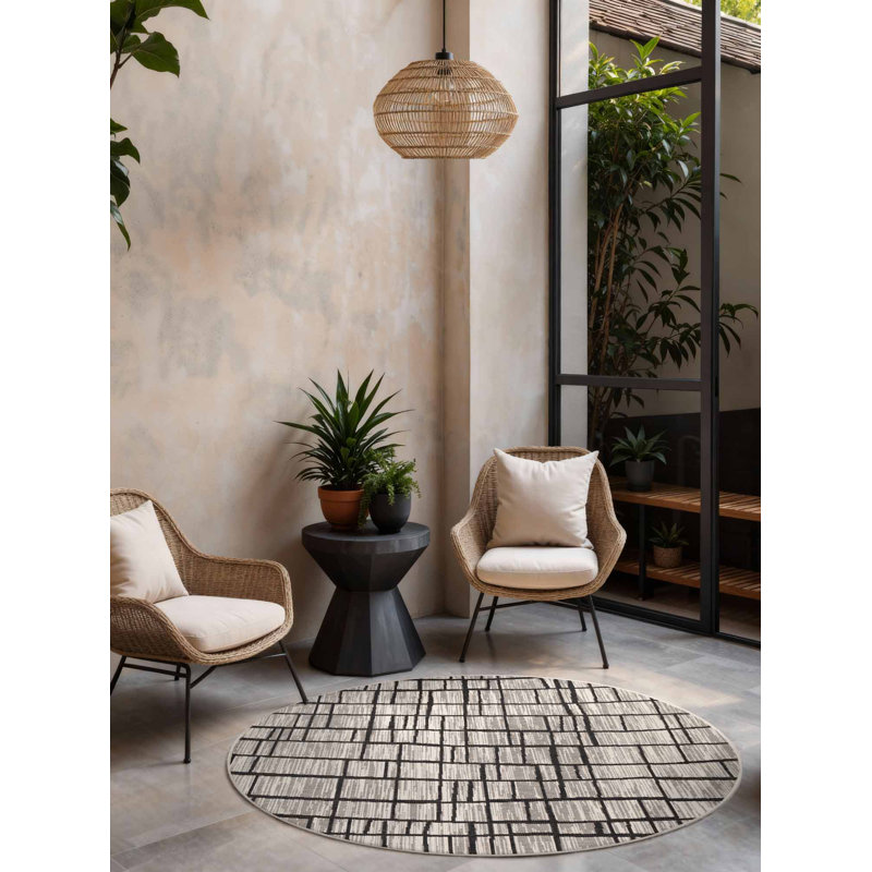 Round Derriyah Geometric 160cm X 160cm Indoor / Outdoor Area Rug