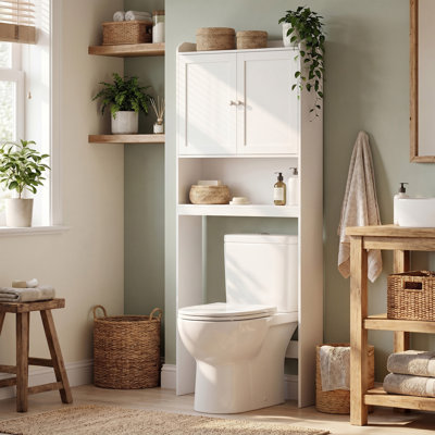 Armoire de rangement de 67 po de hauteur au-dessus des toilettes avec étagères ajustables