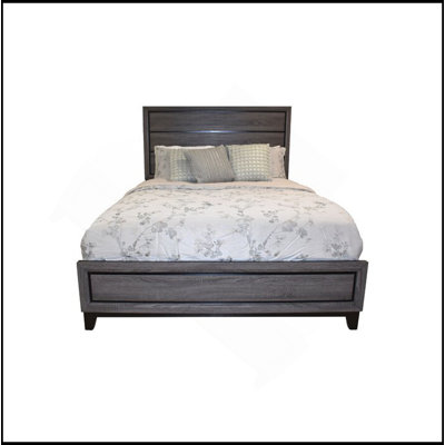 Grand lit contemporain en bois gris