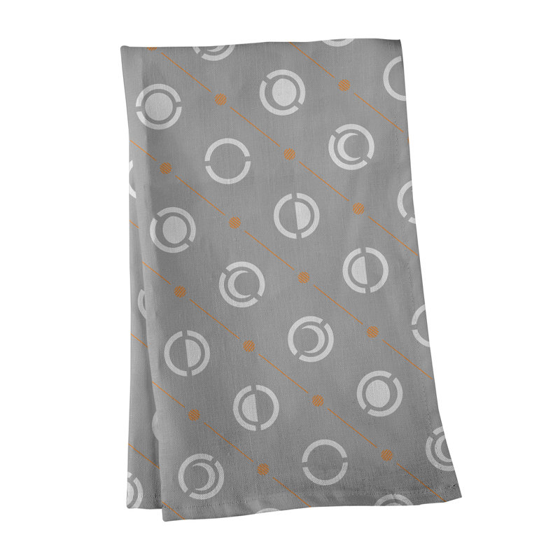 Torchon Moon phases, Gris / orange / blanc, Polyester sergé