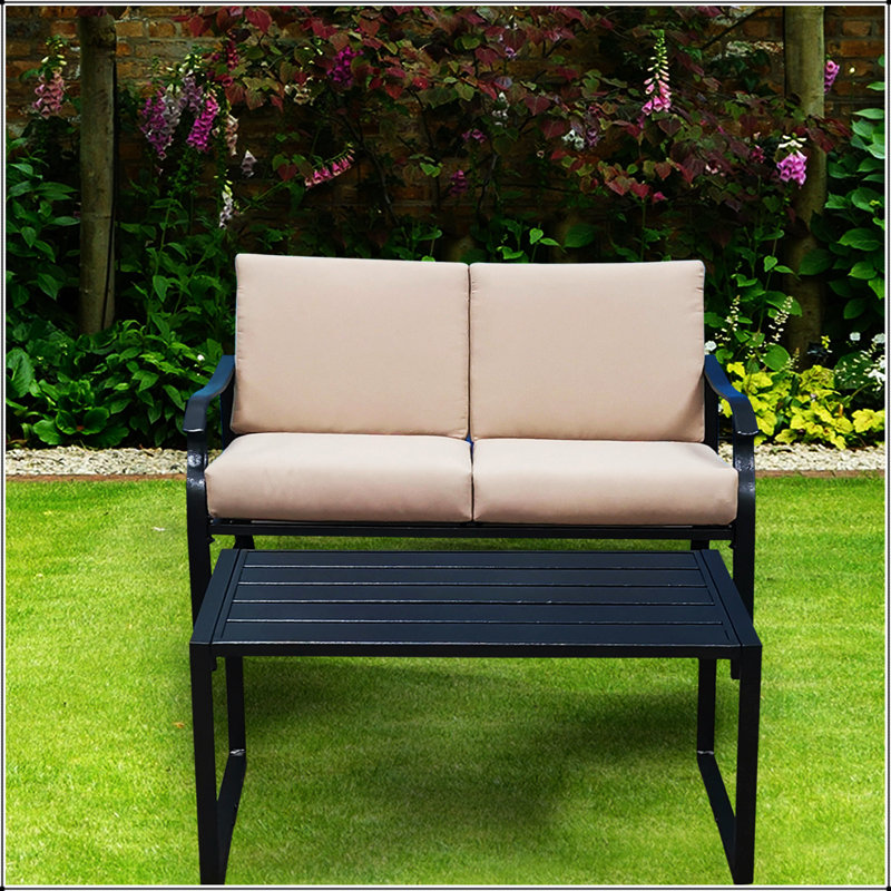 LOVESEAT AND TEAPOY  Mushroom B, Coussin beige / structure noire