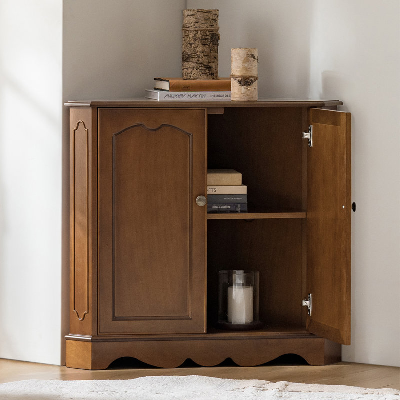 Desirat 30"H Traditional 2-Door Corner Cabinet with Adjustable Shelves, Seadrift