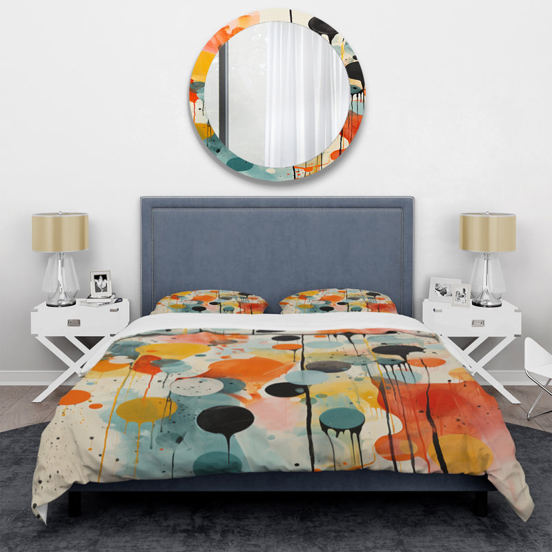 Ensemble de housse de couette Colorful Mid Century Atomic Abstraction I Bedding
