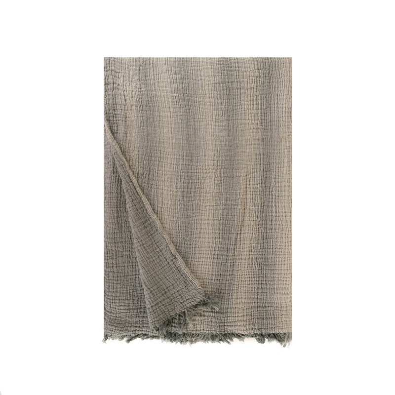 Cotton Striped Coverlet, Gray