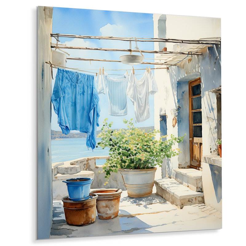Art mural en métal Wash Wash Blues In Provence 1, H 32 po x l 16 po x P 1 po
