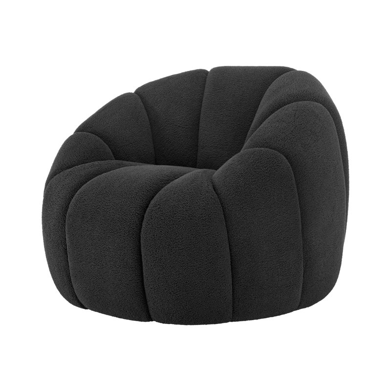 Roeli Fabric Swivel Accent Chair, Black