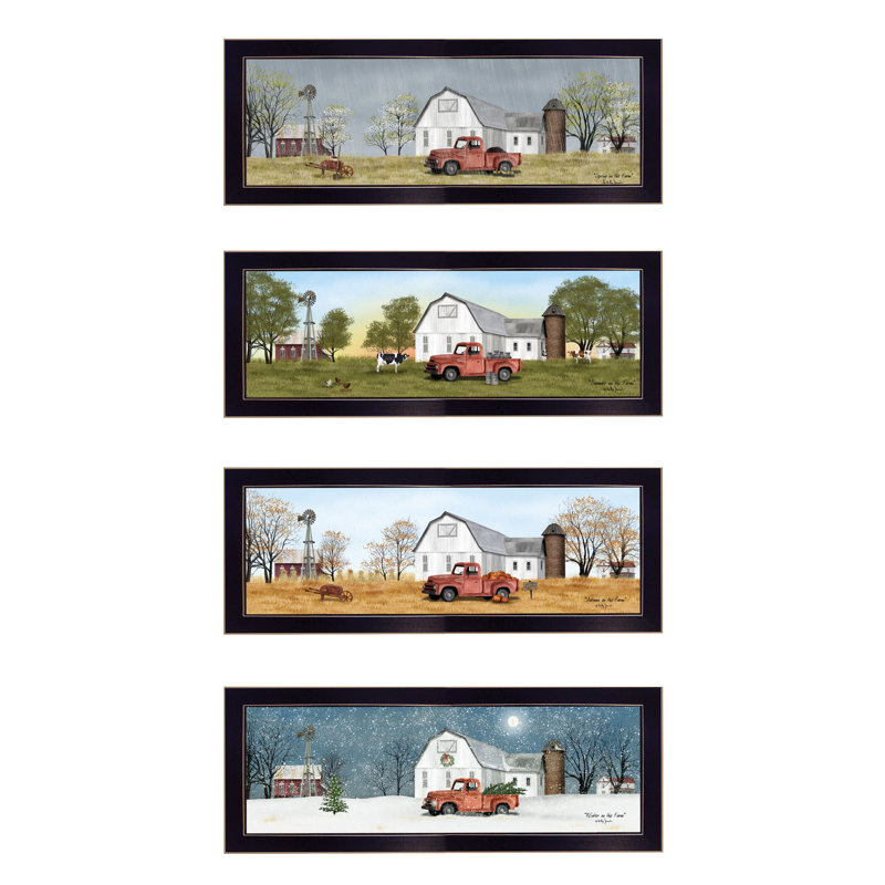 Four Seasons V 4-Piece Vignette Framed Wall Art for Living Room, Home Wall Décor by Billy Jacobs