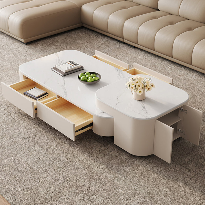 Ensemble de tables basses Modern Simplicity, Blanc, Blanc / gris clair