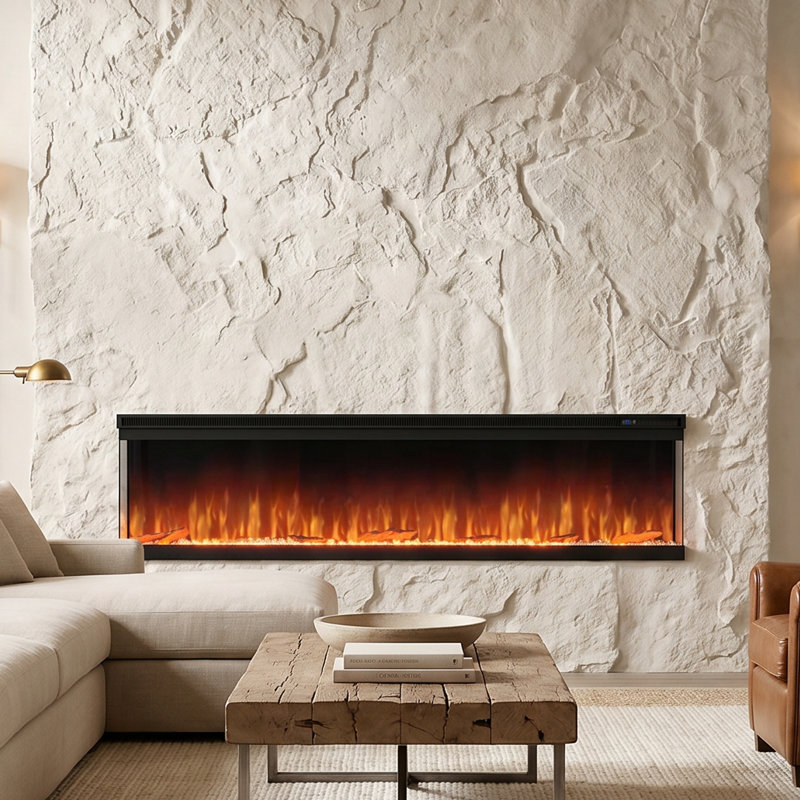 3-Sided Modern Electric Fireplace with Smart Wi-Fi app/Remote Control, 17.3" H x 72" W x 7.9" D