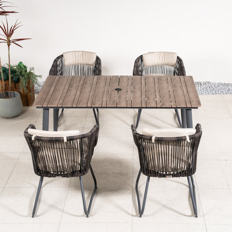 Ensemble repas d'extérieur rectangulaire avec coussins 62 po pour 4 personnes