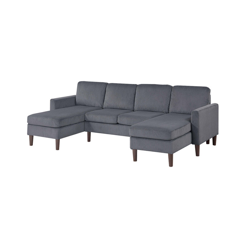 3-Piece Corduroy Sectionals Set, Dark Gray