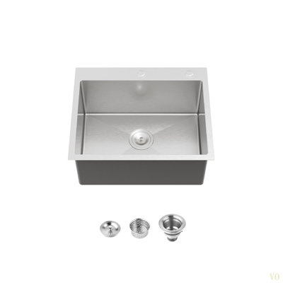 Stainless Steel Kitchen Sink, 23″X19″ Single Bowl, Overmount Handmade Sink, With US Standard Drain And Hook