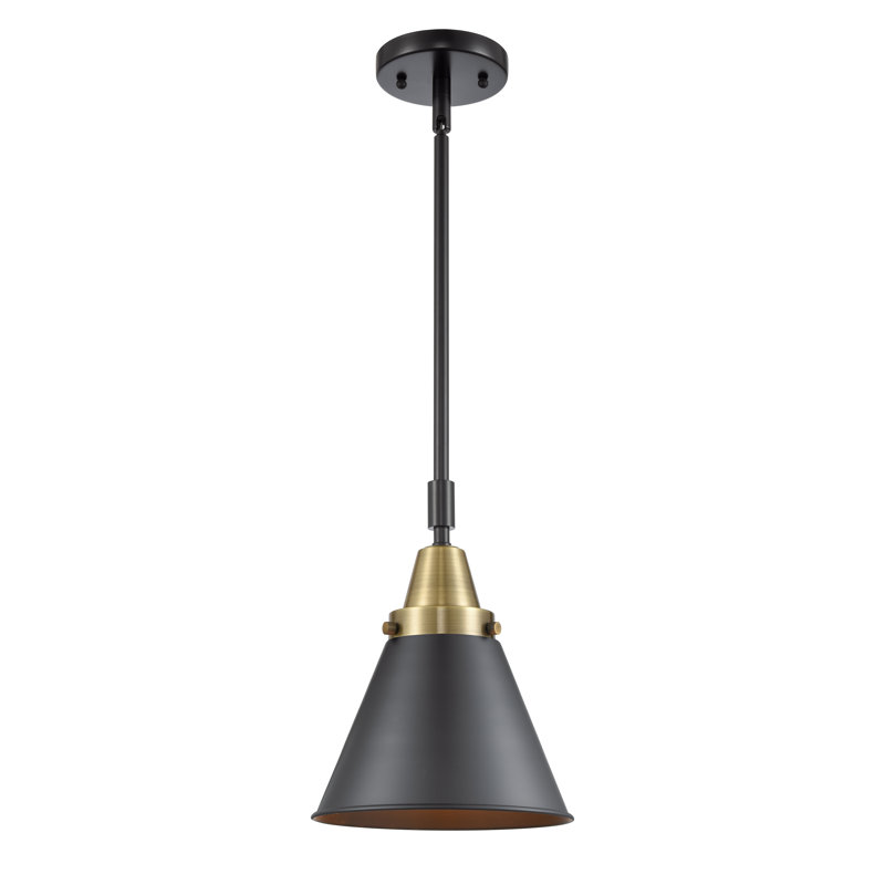 Luminaire suspendu simple à 1 lumière Caldecote, Ampoule non incluse, Laiton antique noir