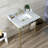 Kingston Brass Habsburg 30-Inch Carrara Marble Console Sink with Brass Legs (8-Inch, 3-Hole)-78574852