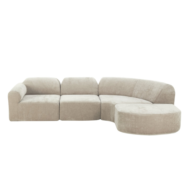 Boneless Nexo Modern Minimalist Modular Compression Sectional Sofa, Espresso