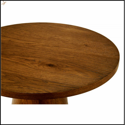 20 In. Round Wood Console Table With Pedestal Base For Modern Living Room, Stylish And Functional Design