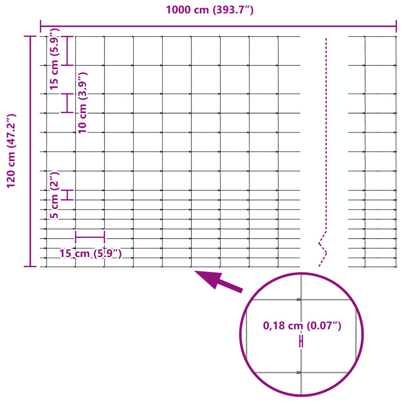 Vidaxl Field Fence Galvanised Steel, 120cm H x 1000cm W