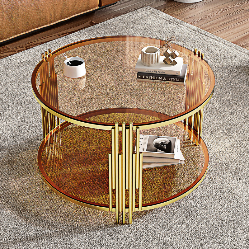 Table basse en verre avec tablette