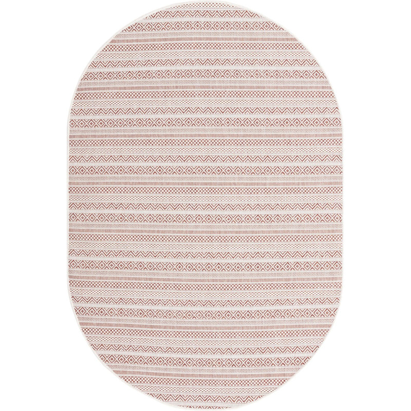 Indoor/Outdoor Glimmer Area Rug Brick Color, Oval 5'3" x 7'10"