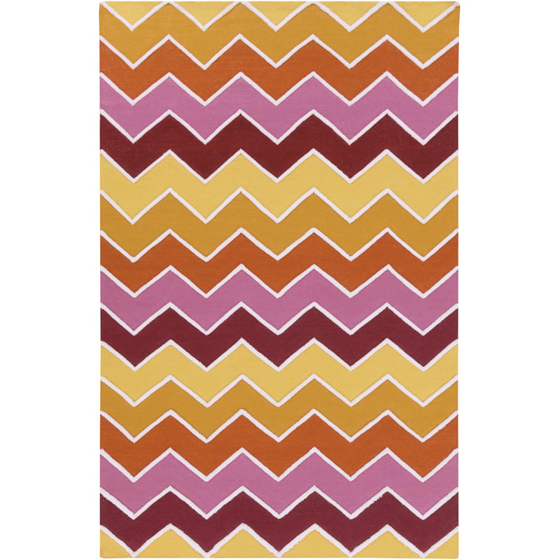 Queener Chevron Flatweave Wool Rug, Rectangle 8' x 11'