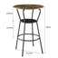 Table de bar ronde antique et tabourets rembourrés, 63 cm de profondeur x 63 cm de largeur, pour tabourets de salon, finition marron rustique, matériaux principaux : métal et bois, pour salle à manger