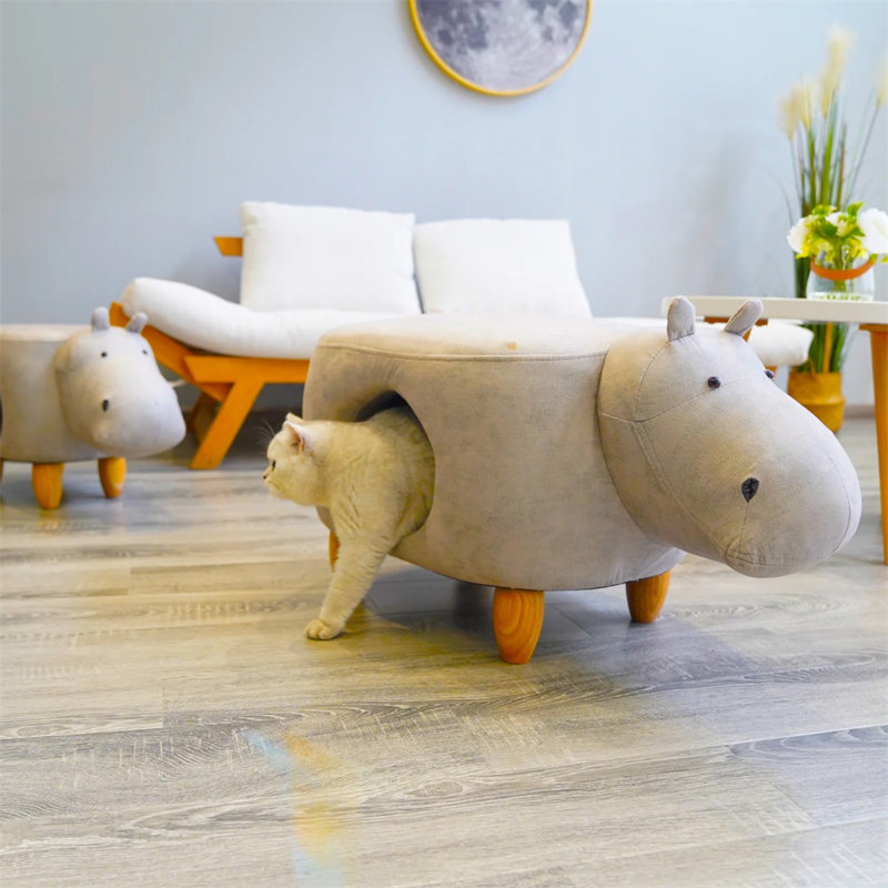 Tabouret compact pour animal de compagnie Hippo - Repose-pieds amusant et fonctionnel, L 17,3 po x l 29,1 po