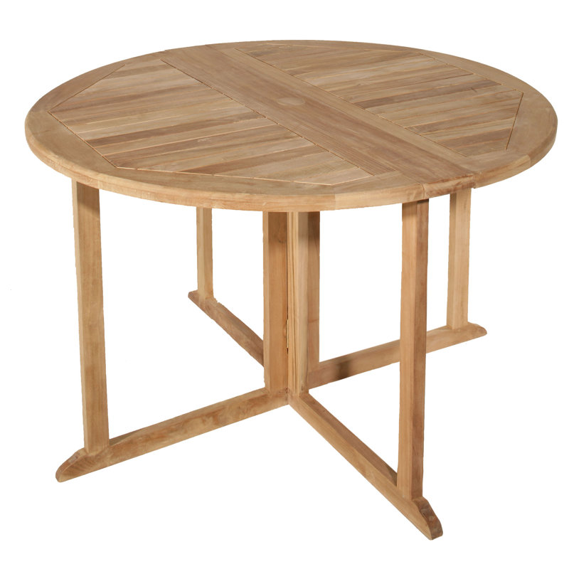 Woehler Round Teak Outdoor Dining Table With Umbrella Hole , 120cm cm W 120cm cm D