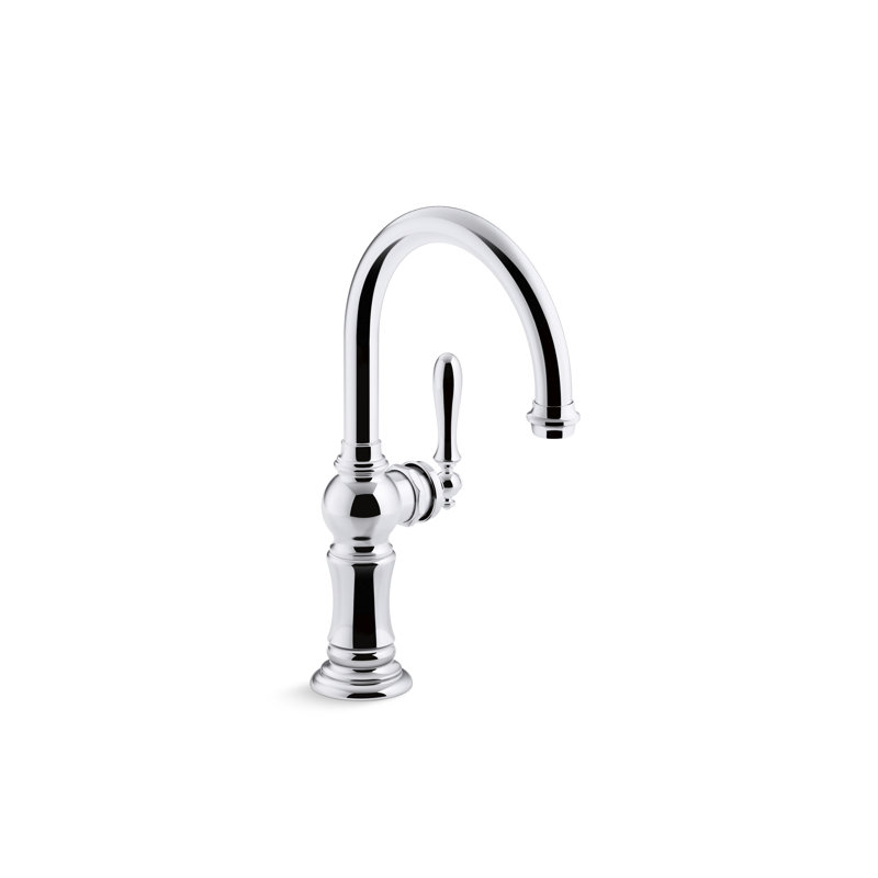 Artifacts Single-Hole Bar Faucet with Supply Lines, Matte Black