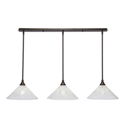 3 Light Stem Hung Linear Pendalier Shown With 12" Crystal Glass