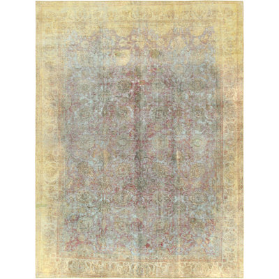 Vintage Hand Knotted Wool Oriental Area Rug in Beige/Light Blue/Red