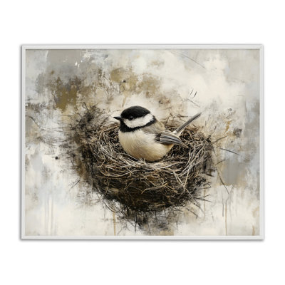 Oiseau de forêt dans un nid, estampe numérique, design par Franklyn Gregory