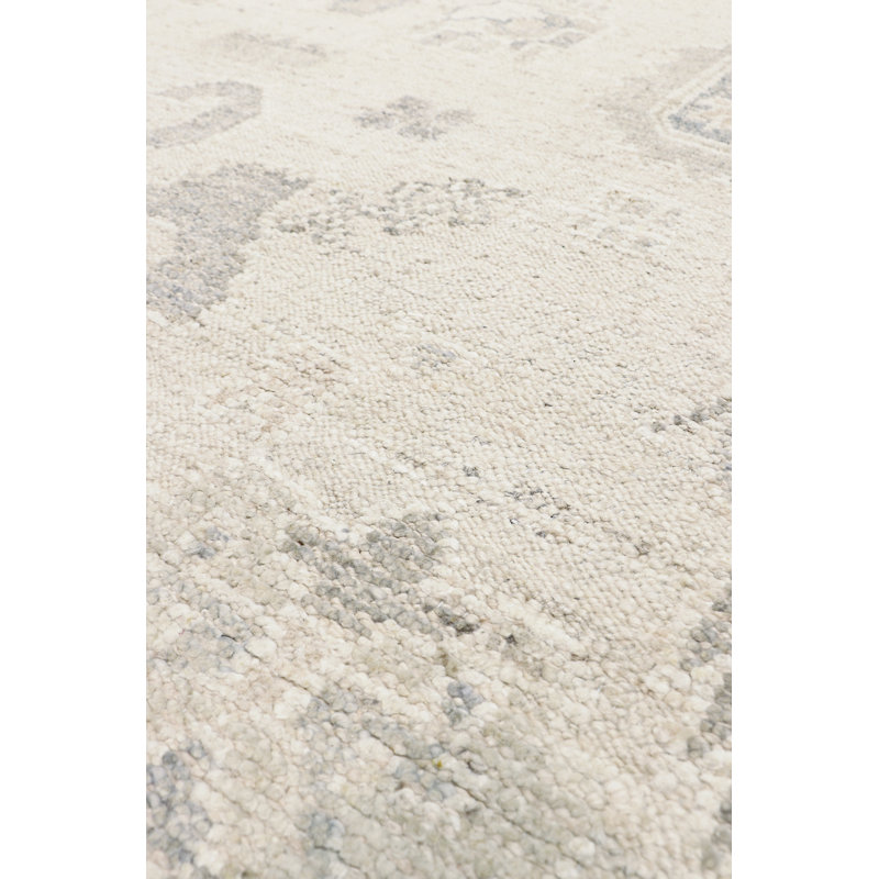 Oushak Hand Knotted Wool Floral Area Rug in Beige