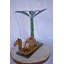Statue ivoire en bronze de chameau assis sous un palmier - Taille: L 17 po x l 27 po x H 23 po.