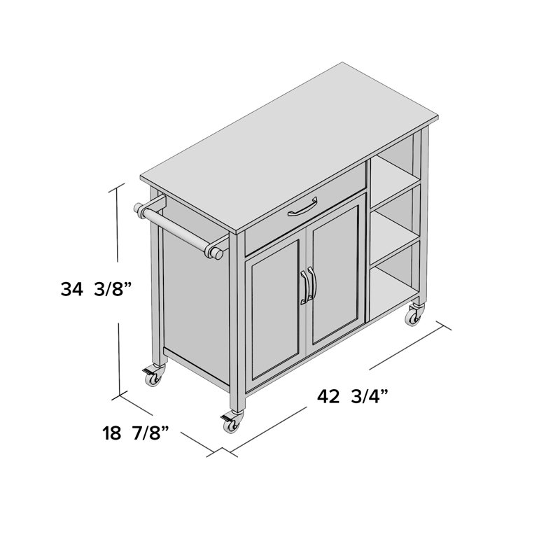 Huey Wood Kitchen Cart