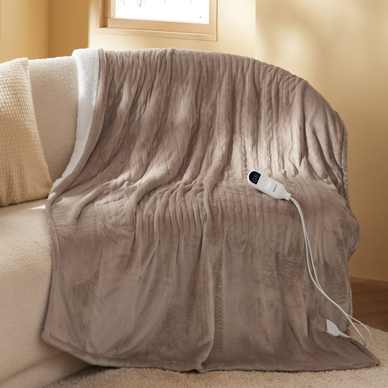 Couverture chauffante pour l'hiver, couverture électrique en flanelle douce avec 4 réglages de temps, 6 réglages de chauffage