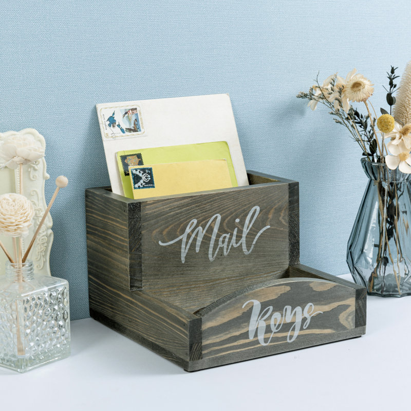 2-Slot Wood Desk Organizer, Grey