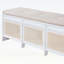 Banc pour chaussures rétro avec tiroirs en rotin et coussin touffeté à boutons-131240830