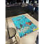 Tapis décoratif rétro à motif turquoise à motif Barcelona-725718246