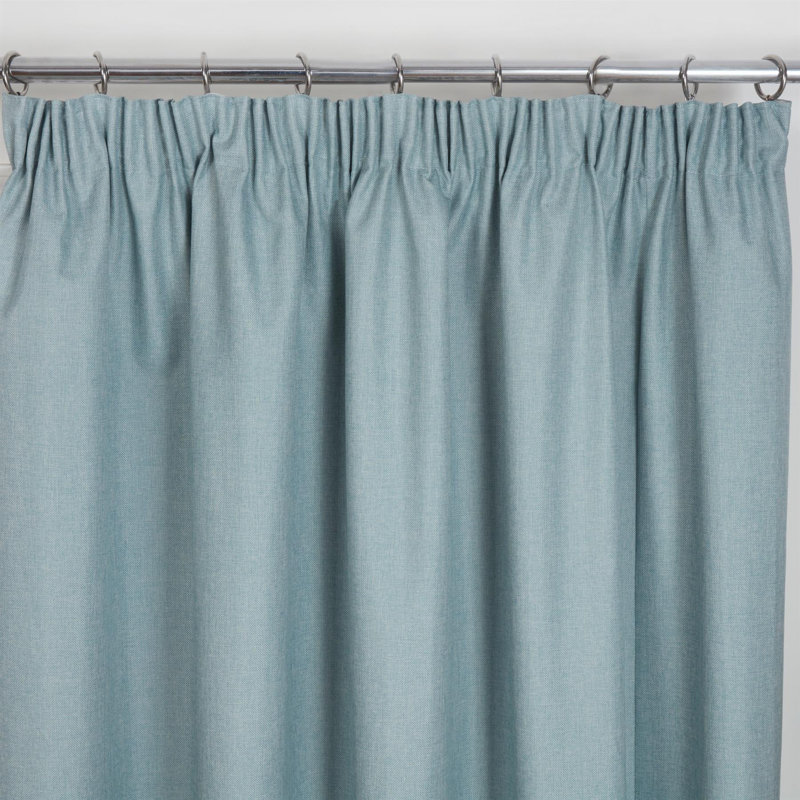 Forsman Pencil Pleat Blackout Curtains, 117 W x 183 D cm, Blue