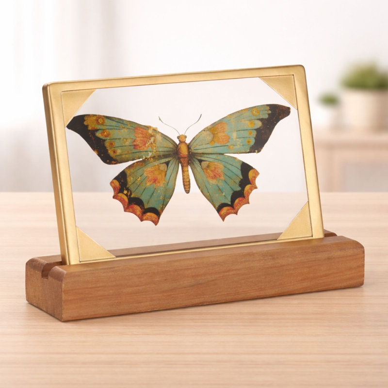 Framed Butterfly Tabletop Decor 9"L