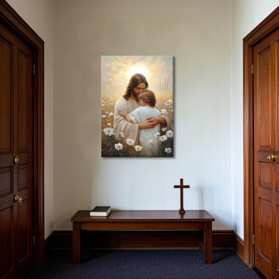 Jesus Canvas Wall Art Jesus With Children Inspirational Religious Artwork Christian Posters Prints For Church Kids Room Home Decor