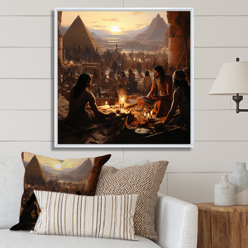 " Egypt Ancient Rituals III ", White Floater Framed, 16" H x 16" W x 1" D