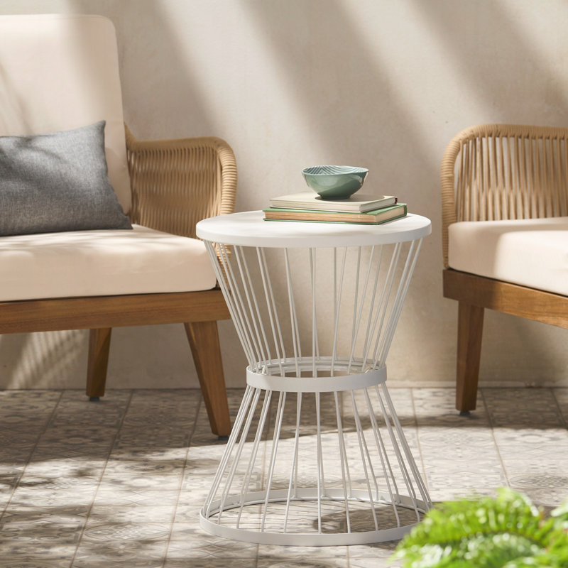 Table d'appoint extérieur, Blanc mat
