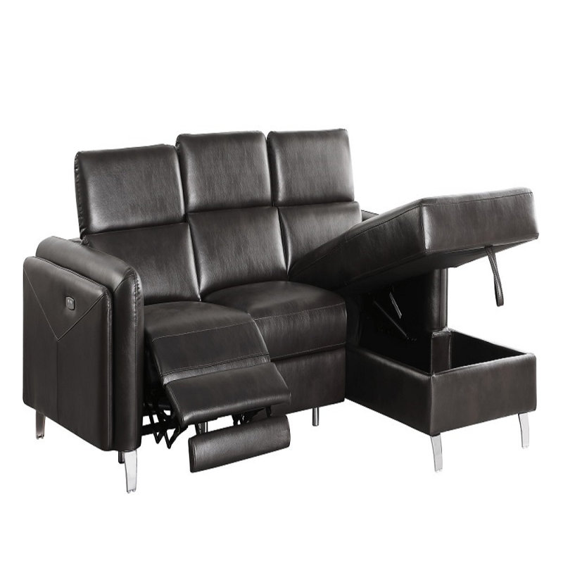 Canapé inclinable réversible de 65,5 po Jonothon, Mélange de polyester gris