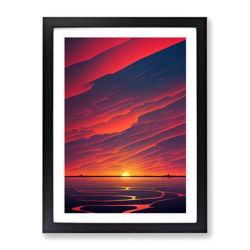 XV1022-581X An Enchanting Sunset - Single Picture Frame Print, Black, 64cm H x 46cm W x 2cm D